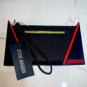 NWT Steve Madden Box Wallet Black Gold